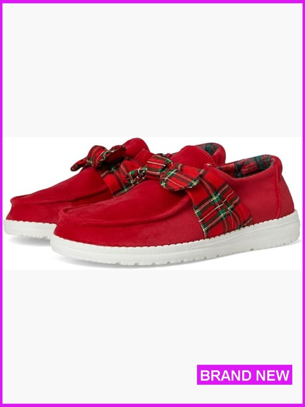 Wendy Loafer Slip On Plaid Bow Detail Flex & Fold Support